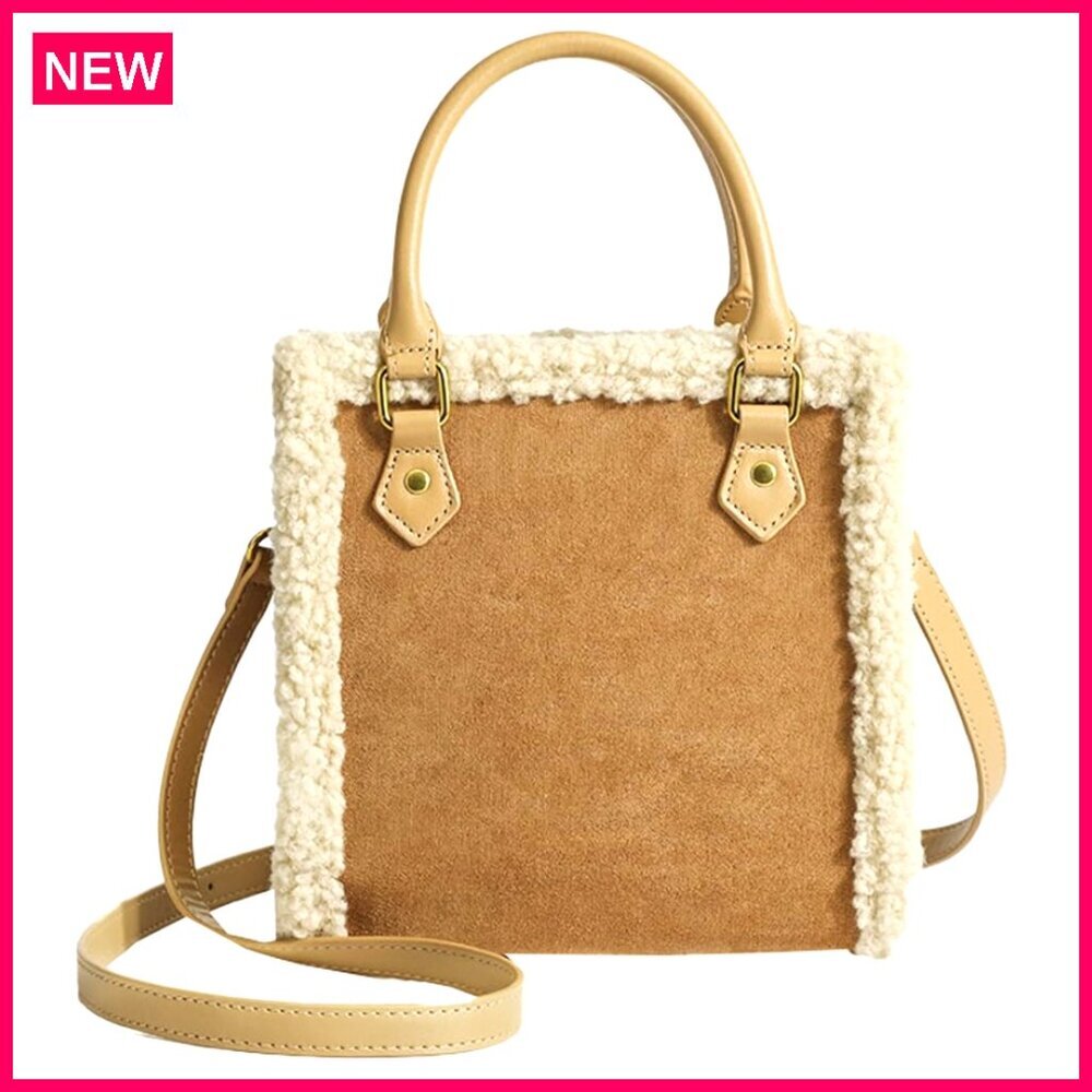 Small Suede Furry Tote Purse Crossbody Bag Handbag Satchel For Women